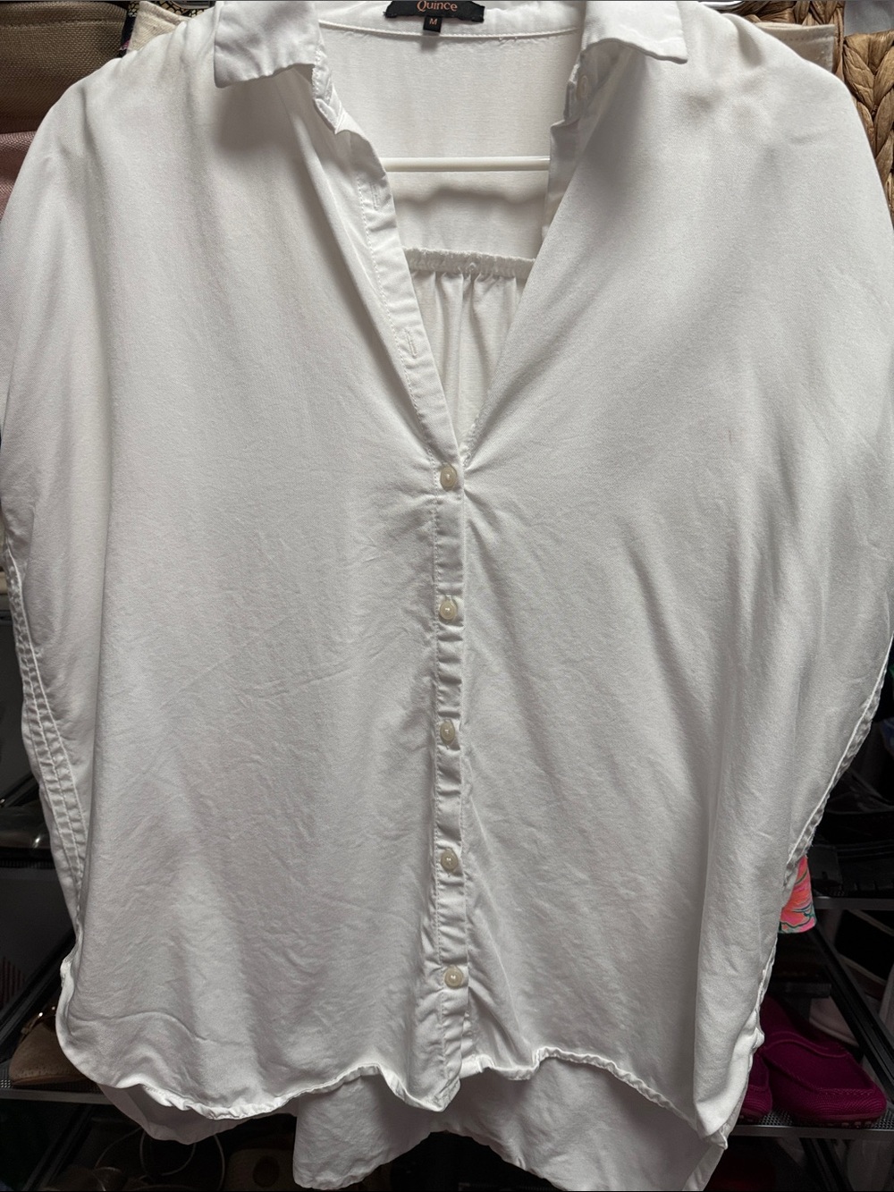 Quince White Button-Front Women's Camp Shirt Blouse